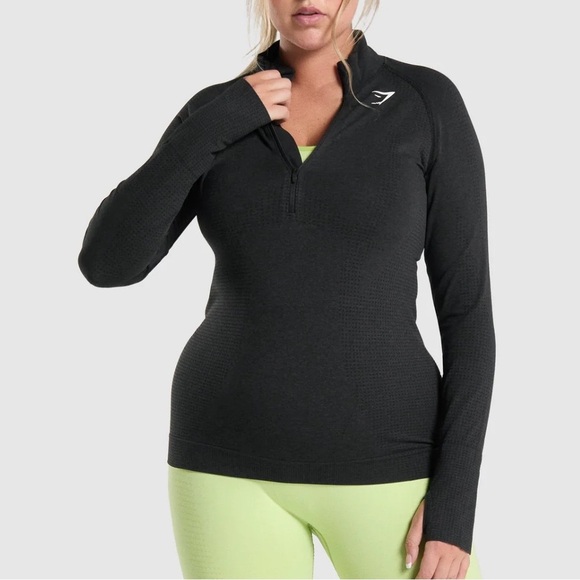 Gymshark Vital Seamless 2.0 1/2 Zip Pullover size XS black - Picture 7 of 8